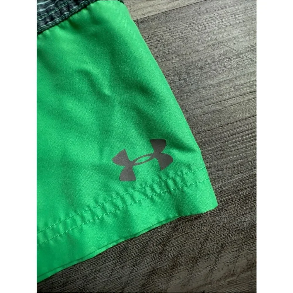Under Armour Swim Trunks Boys Medium Black Green Summer Vacation